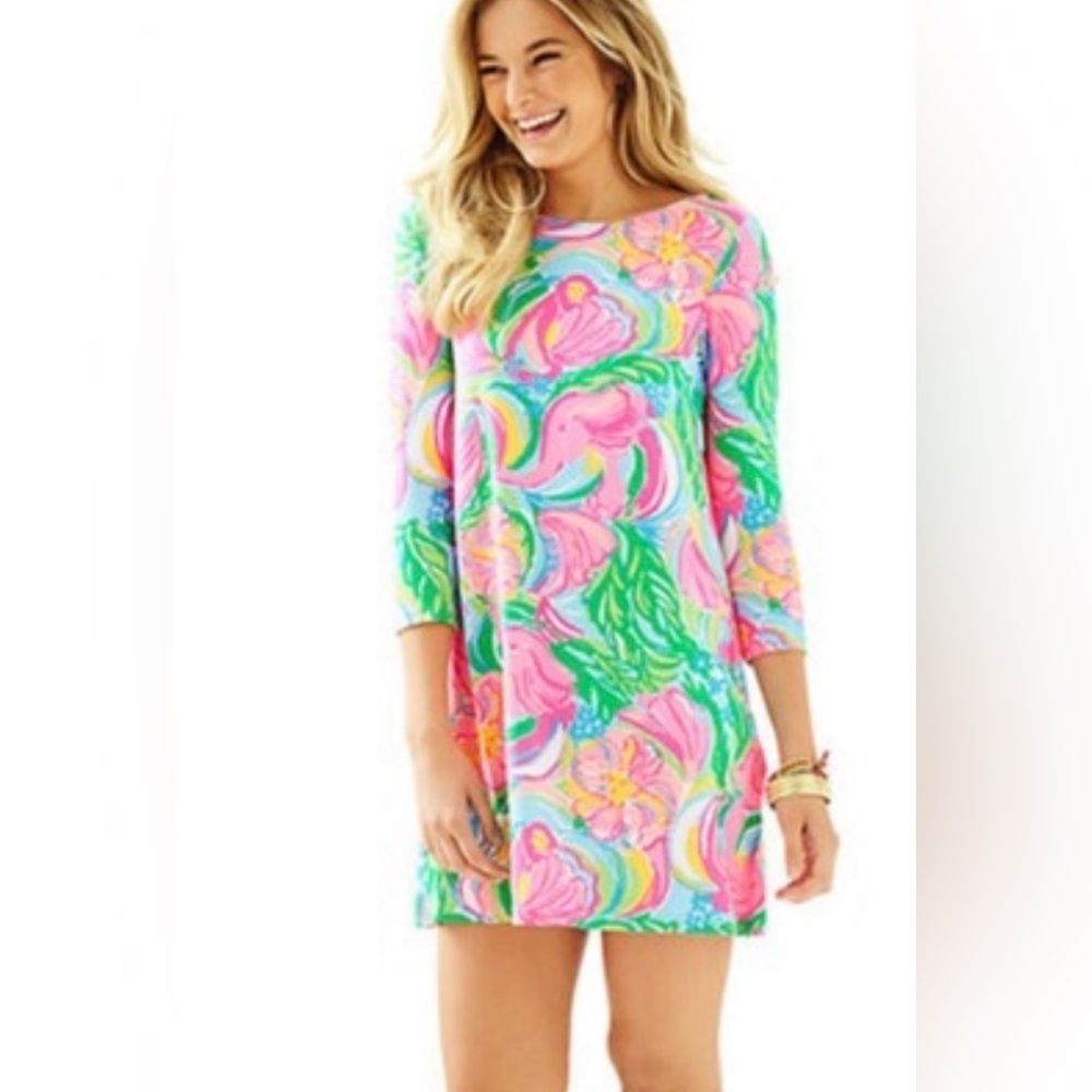 Lilly Pulitzer Ophelia Swing Dress mini sz XS pink green